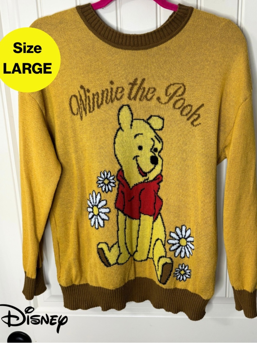 2/for $20 🪩 POOH BEAR Yellow & Brown Cozy Crewneck Sweater (Women’s Large)